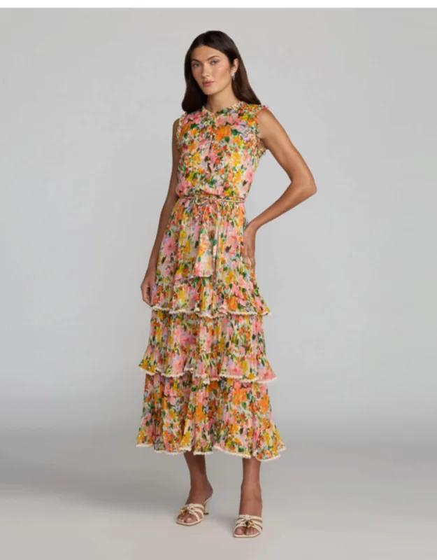 Floral Tiered Ruffle Midi Dress