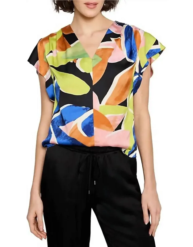 Mega Blooms Flutter Woven Top