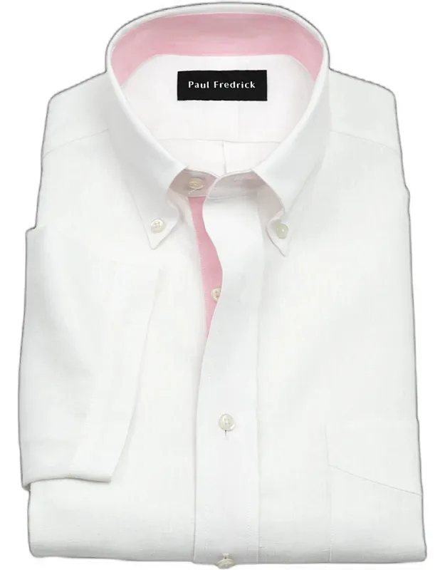 Non-iron Linen Dress Shirt With Contrast Trim