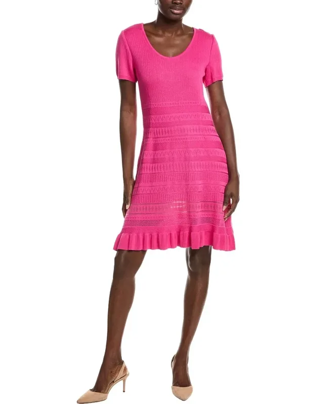 Pointelle & Burnout Knit A-line Dress