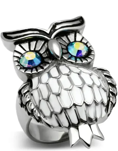 High Polished Stainless Steel Ring With Top Grade Crystal And Center Stone Size - Ss39 Mm