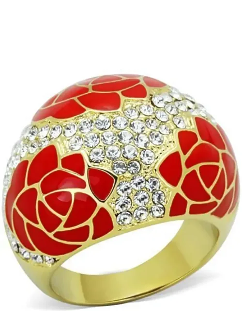 Ip Gold Stainless Steel Ring With Top Grade Crystal