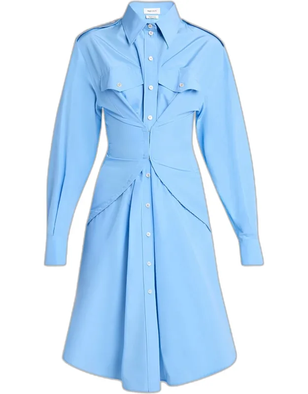 Gathered-waist Shirtdress