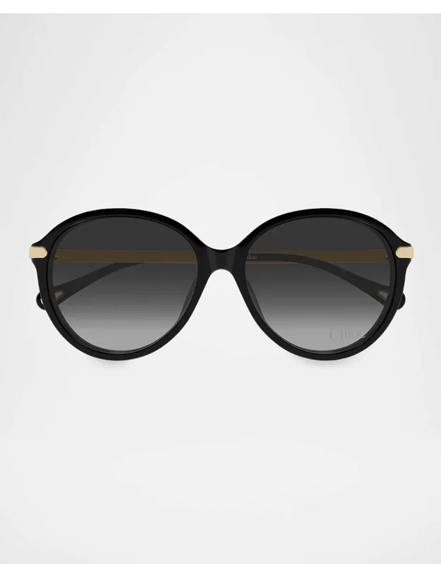 Round Acetate And Metal Sunglasses