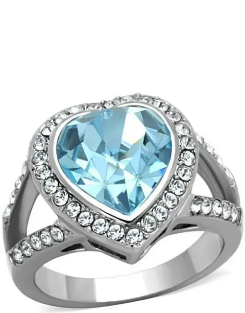 High Polished Stainless Steel Ring With Top Grade Crystal, Finish - High Polished, Center Stone Type - Top Grade Crystal