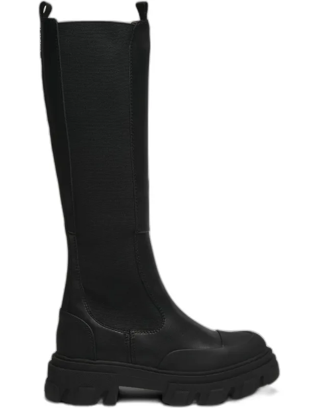 Cleated Leather High Chelsea Boots