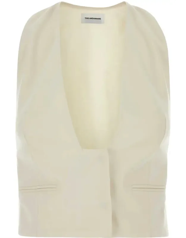 Ivory Stretch Gabardine Vest