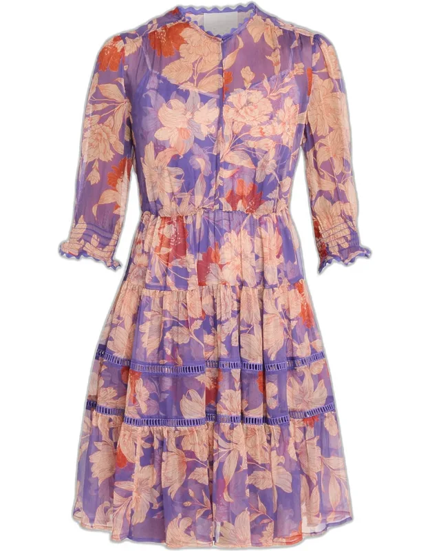 Tiered Floral-print Silk Mini Dress
