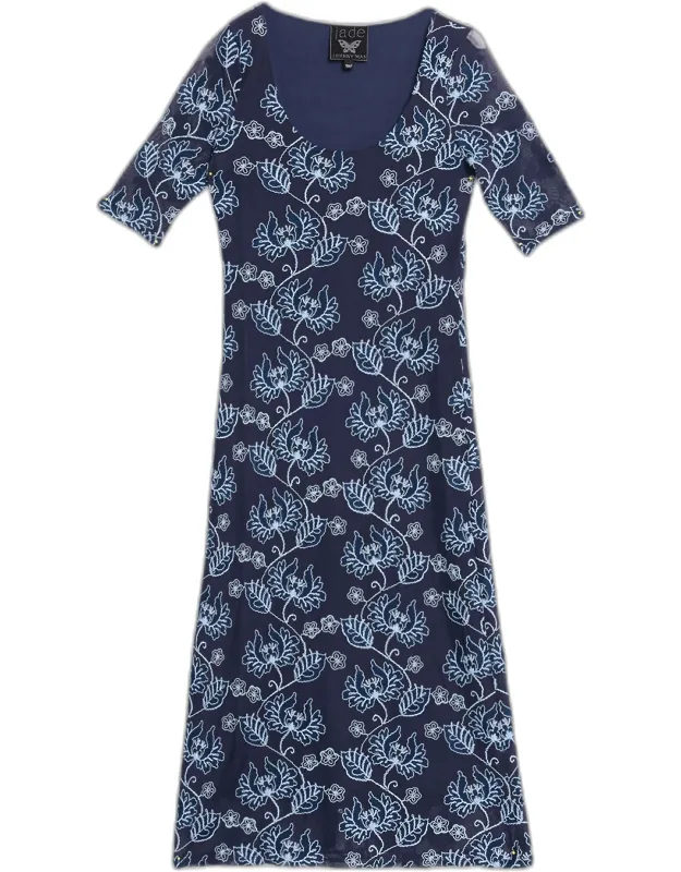 Floral-embroidered Mesh Midi Dress