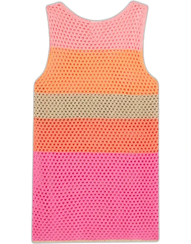 Open-knit Striped Mini Dress