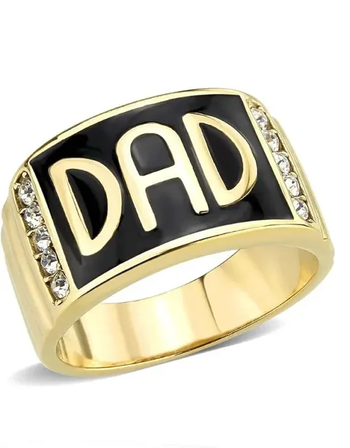 Ip Gold Stainless Steel Ring With Top Grade Crystal Stone