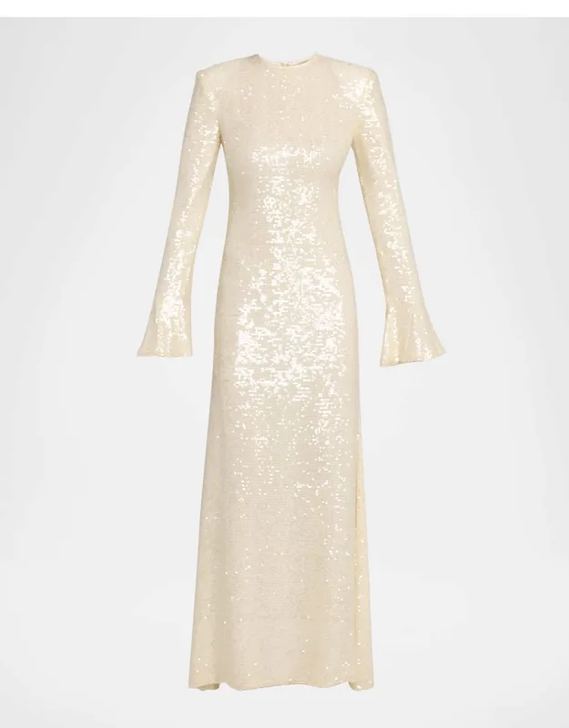 Sequined Flare-sleeve Maxi Dress