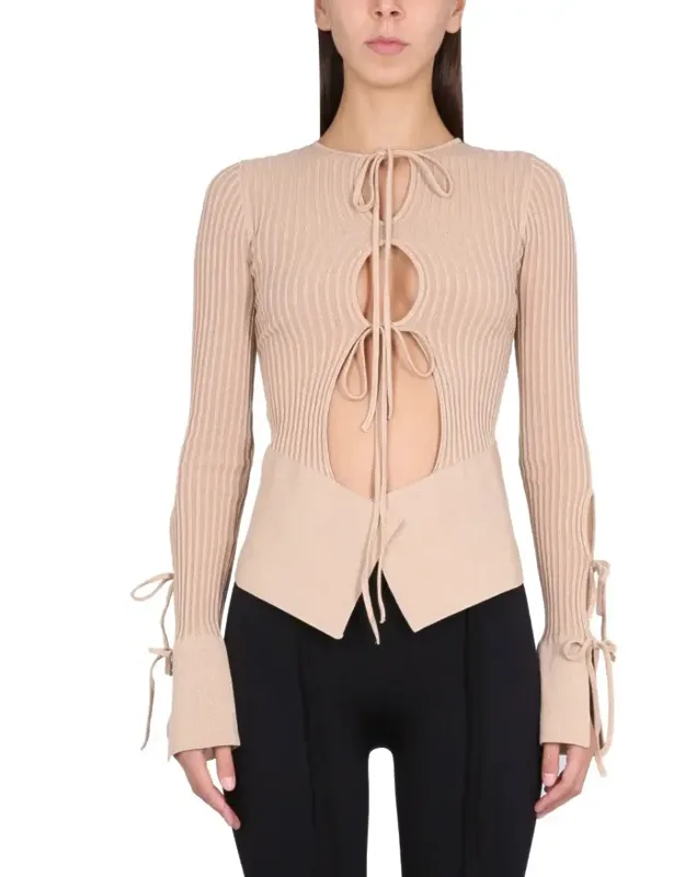 Knitted Cardigan With Adjustable Front Closure