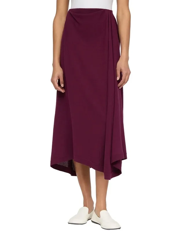 Asymmetric Pull On Knit Silk-blend Skirt