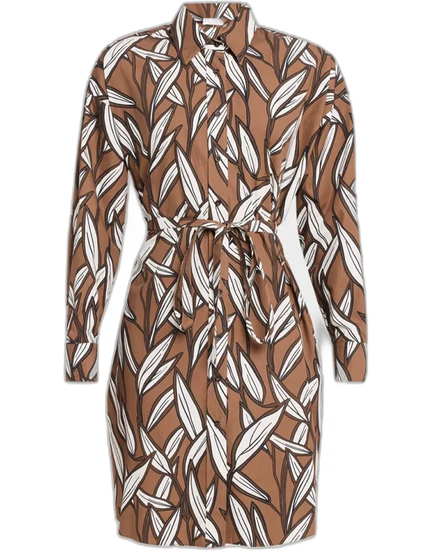 Leaf-print Cotton Dress