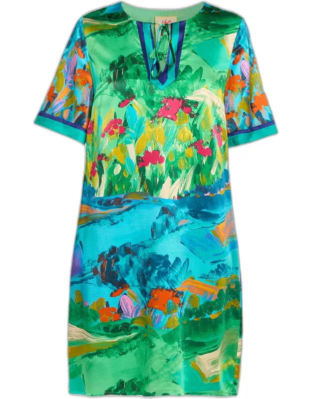 Printed Silk Shift Dress