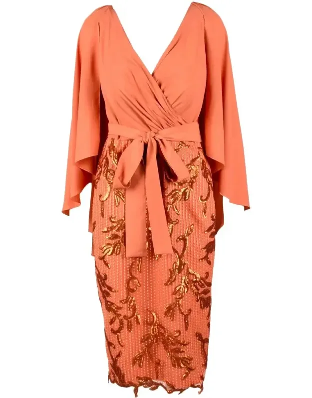 Wrap-style Midi Sheath Dress