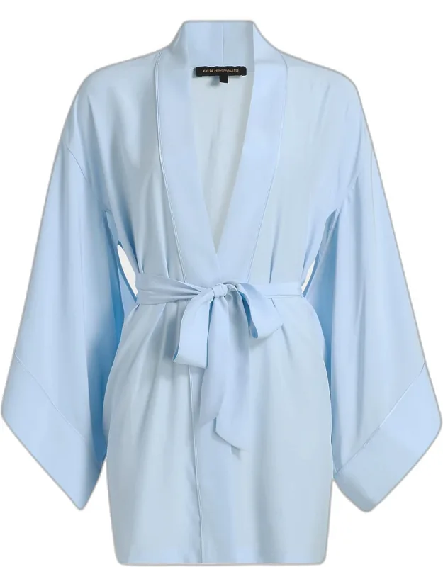 Cutout-sleeve Silk Charmeuse Kimono Robe