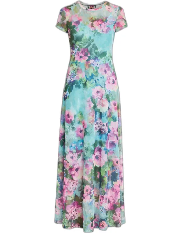 Floral Mesh Maxi Dress