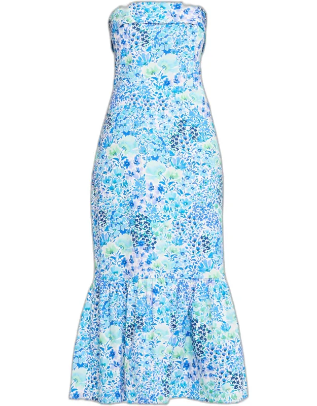 Floral-print Flounce Midi Dress