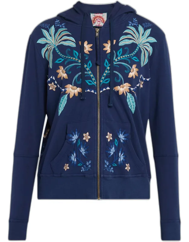 Embroidered Modern Zip-up Hoodie