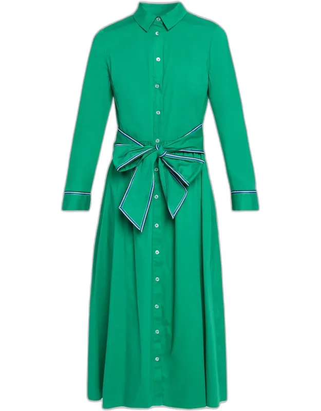 Striped-trim Midi Shirtdress