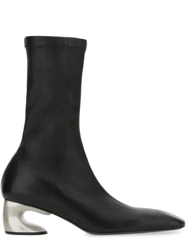 Ankle-high Leather Boots With Sculptural Heel