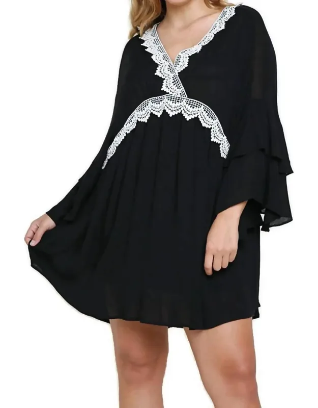 Layered Ruffle Bell Sleeve Dress
