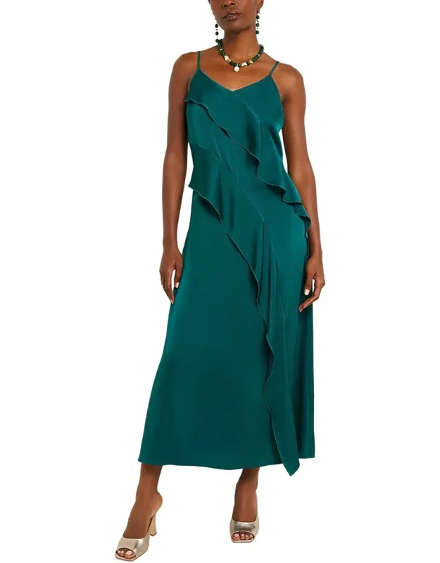 Ruffled Crepe De Chine Maxi Dress