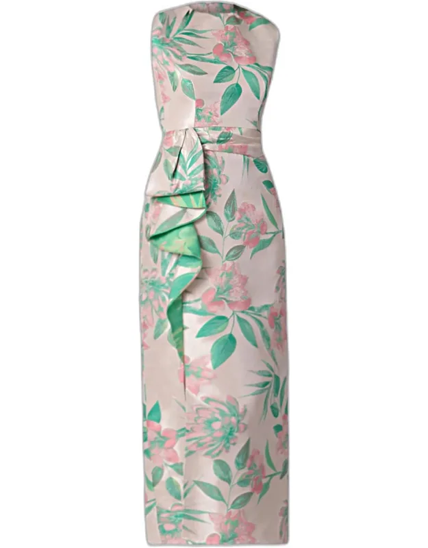 Silvia Sleeveless Floral Jacquard Midi Dress