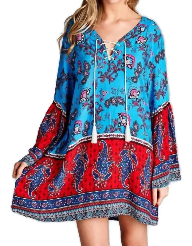 Paisley Bell Sleeve Dress