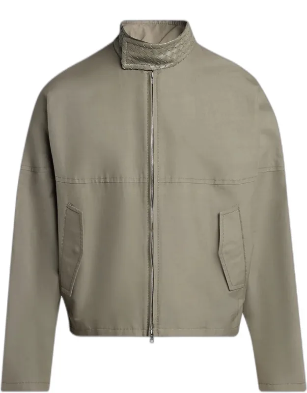 Intrecciato-collar Cotton Field Jacket