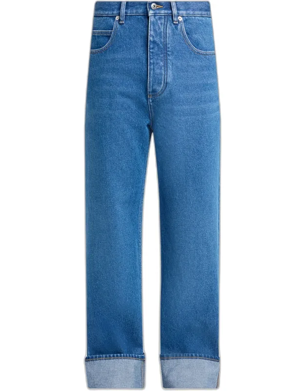 Turn-up Cuff Straight-leg Jeans