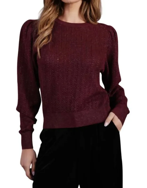 Puff Sleeve Metallic Sweater
