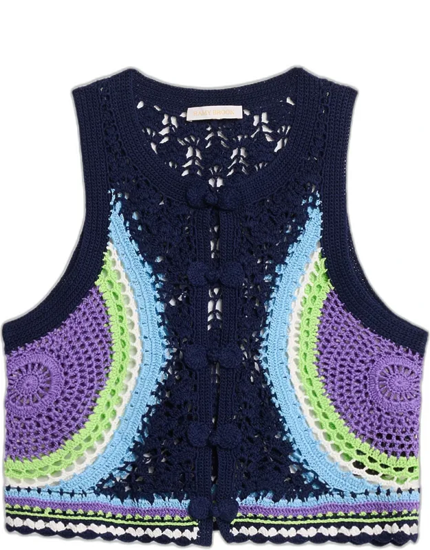 Adriana Crocheted Sleeveless Sweater