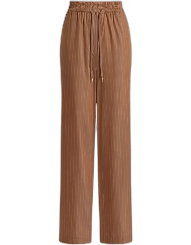 Rowan Striped Cotton High-rise Straight-leg Pants