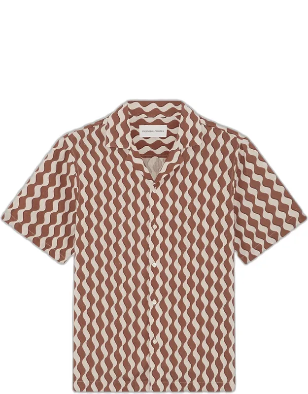Roberto Linen Wave-stripe Short-sleeve Shirt