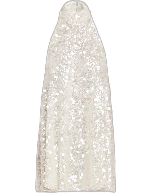 Backless Sequin Halter Mini Dress