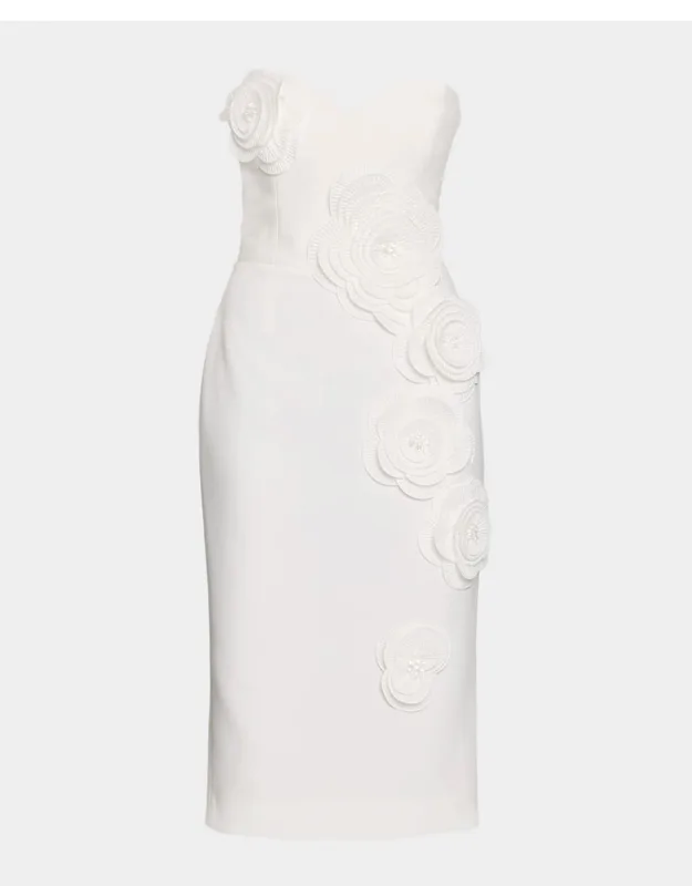 Floral Applique Midi Sheath Dress