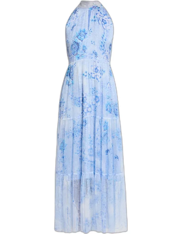 Tiered Floral-print Silk Maxi Dress