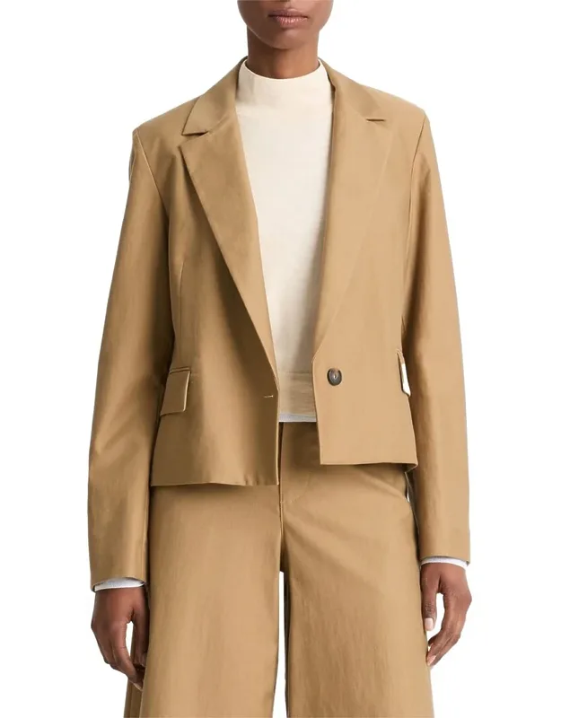 Cropped Twill Wool-blend Blazer