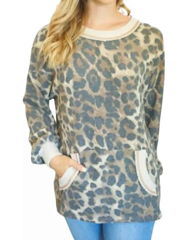 Leopard Waffle Trim Tunic