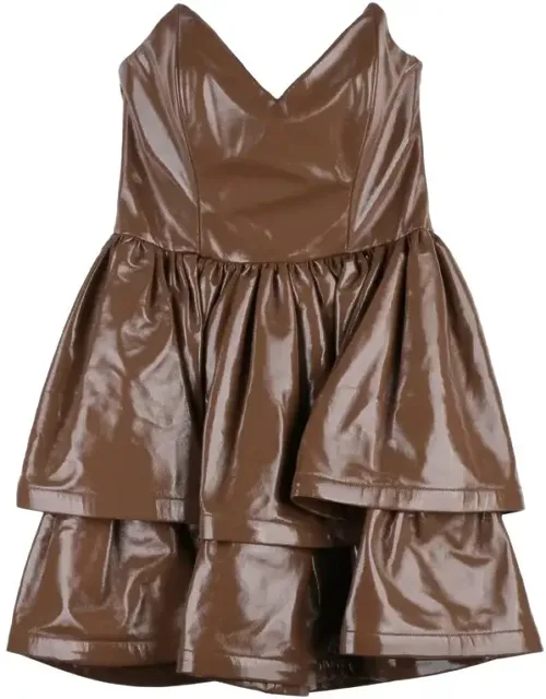 Faux Leather Dress With Heart Neckline