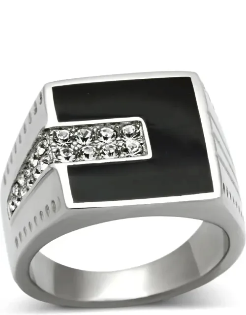 High Polished Stainless Steel Ring With Top Grade Crystal, Material - Stainless Steel, Weight (approx) - 12.20 (g)