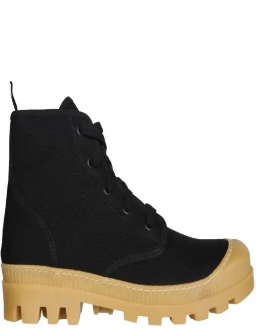 Chunky Sole Canvas Hiking Boots
