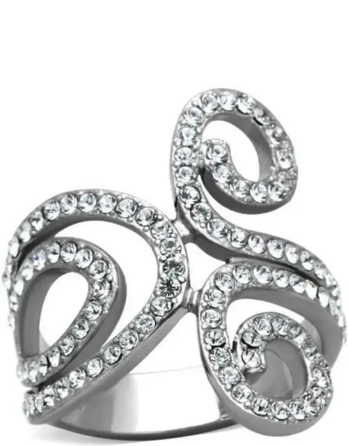 High Polished Stainless Steel Ring With Top Grade Crystal And Weight (approx) - 5.50 (g)