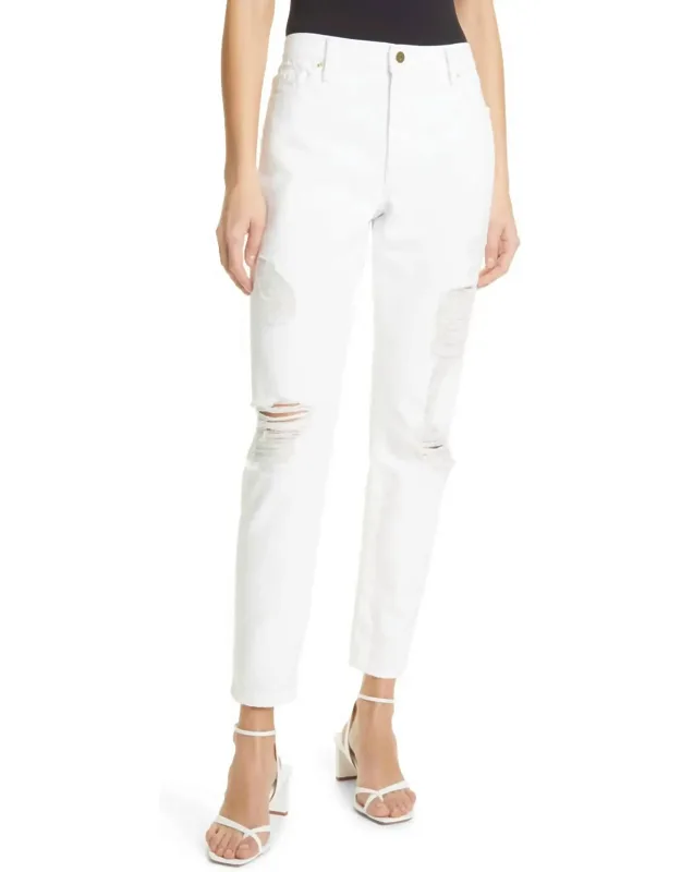 Le Garcon Jeans In Rips With Distressed Look And Rolled Cuffs