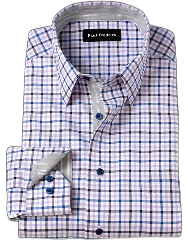 Slim Fit Traveler Check Dress Shirt With Contrast Trim