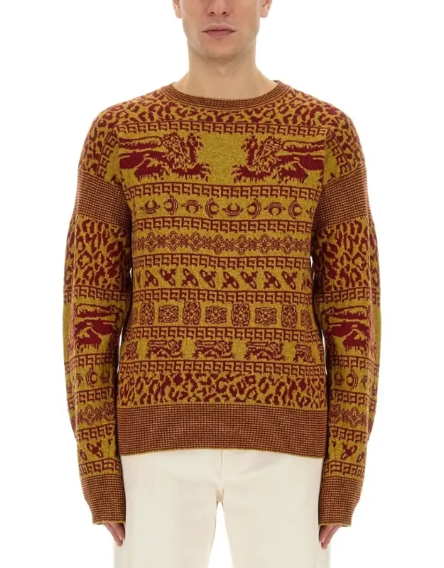 Slim Fit Shirt With Intricate Lion Motifs