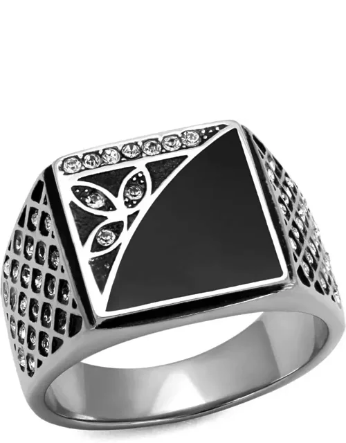 High Polished Stainless Steel Ring With Top Grade Crystal, Material - Stainless Steel, Weight (approx) - 11.40 (g)